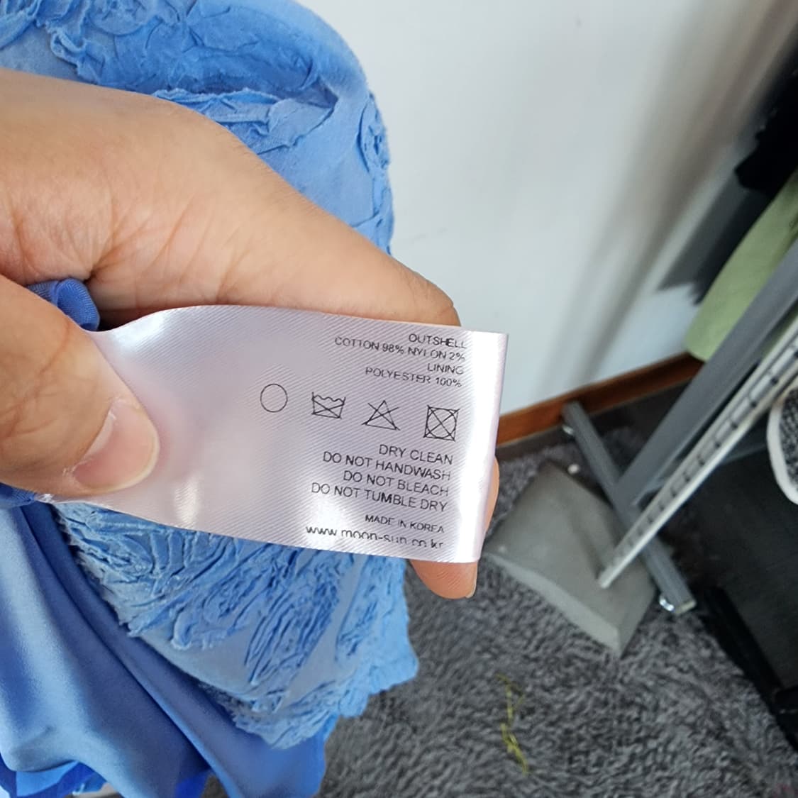 MOONSUN 하늘색 입체적 장미 엠보싱 롱 원피스 상품이미지9