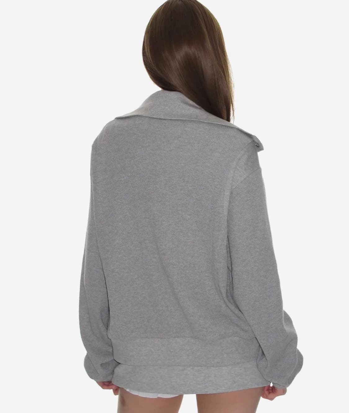 크랭크 와플 저지 아일렛 자켓_멜란지 그레이  상품이미지3