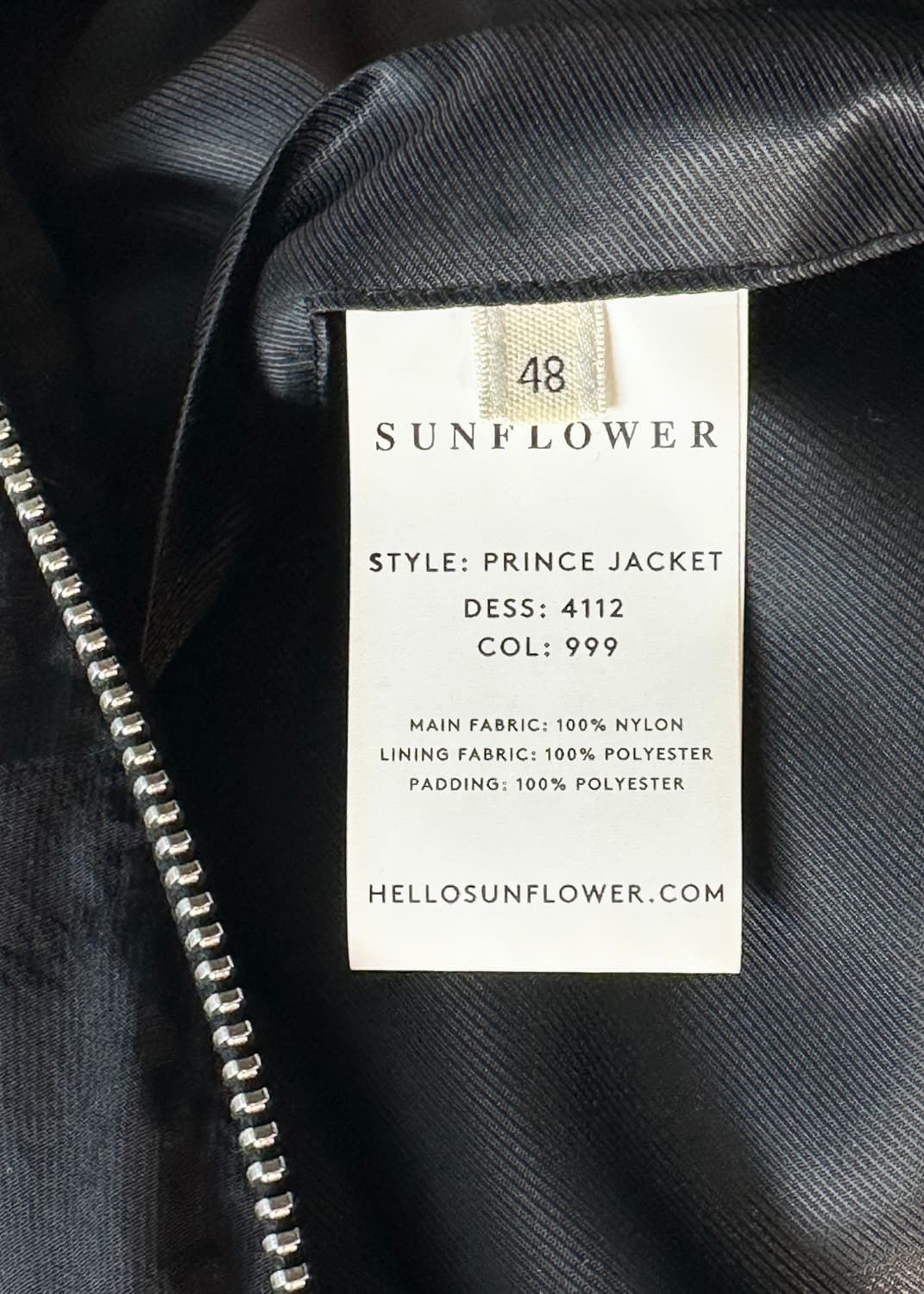 Sunflower 프린스자켓 블랙 48 (L, 민트급) 상품이미지5