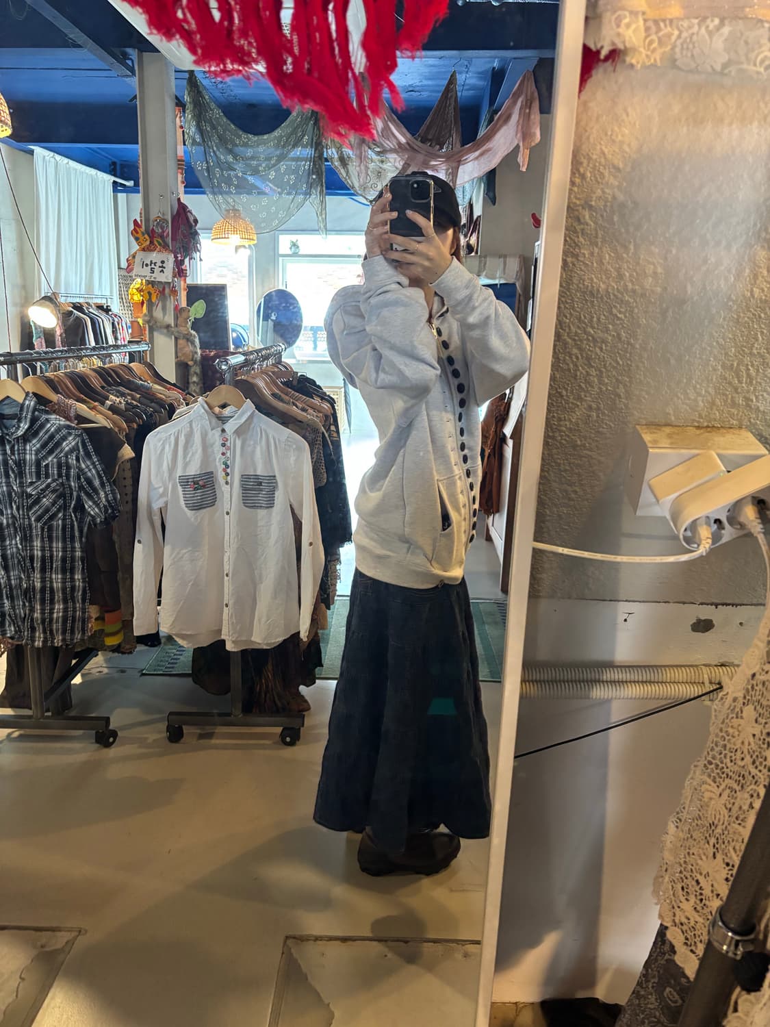 Y2K 무드 빈티지 데님 포켓 티어드 스커트 상품이미지1