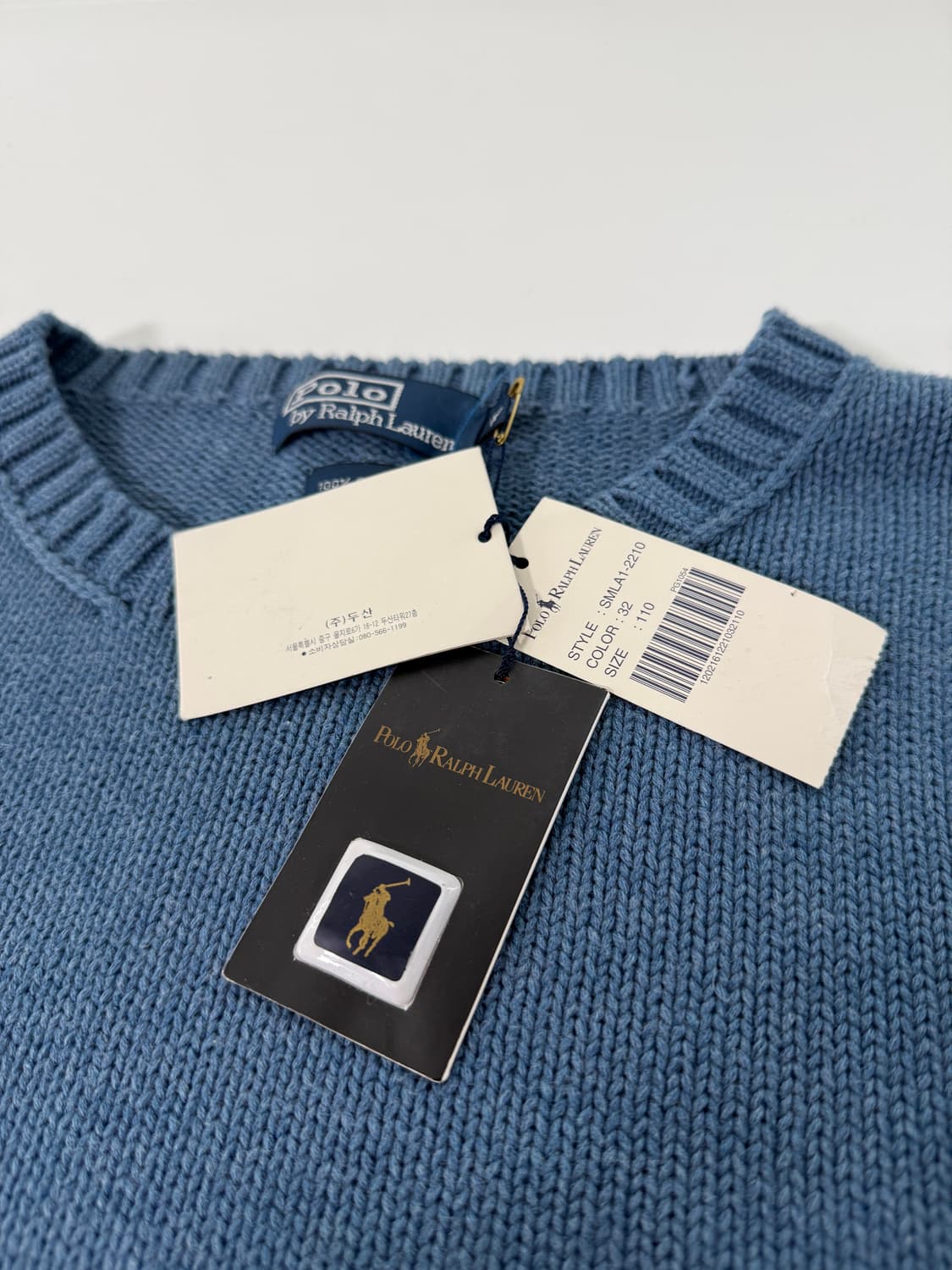 폴로 랄프로렌 00‘s 오버사이즈 해비 코튼 빈티지 블루 니트 상품이미지4