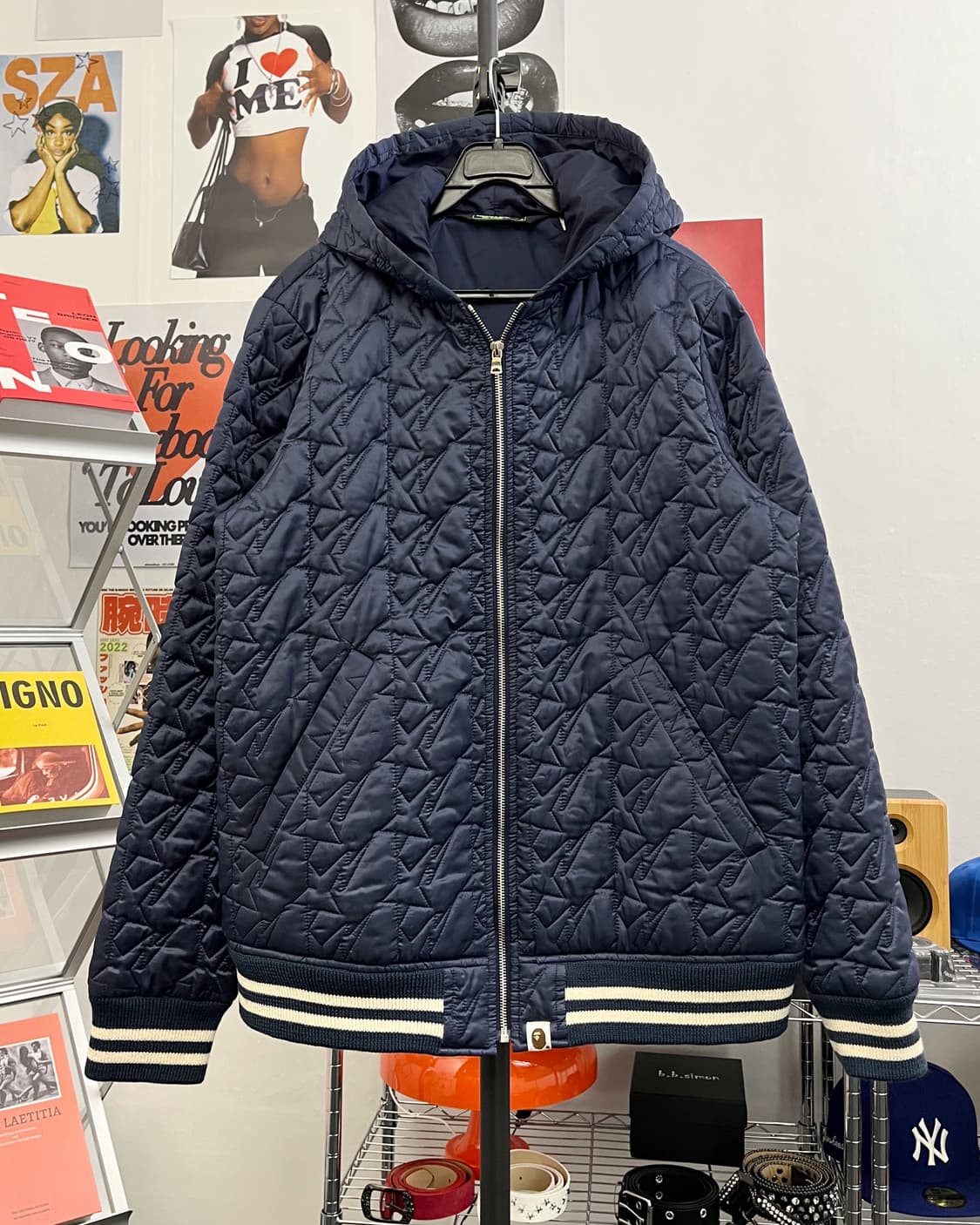 베이프 스타 00s 퀼팅 패딩 네이비 상품이미지5