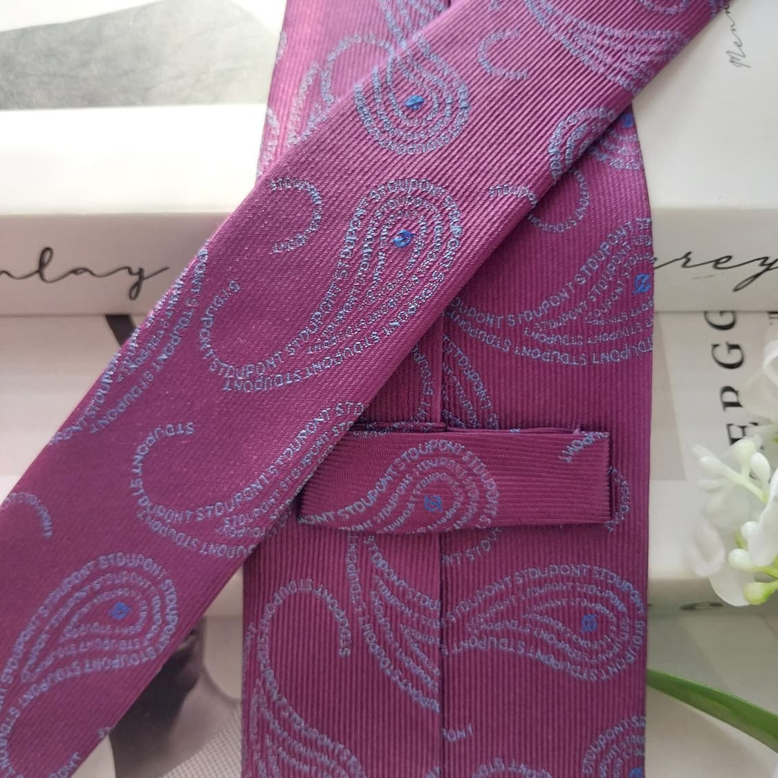 듀퐁 실크 퍼플 페이즐리 넥타이 8.1cm A+등급 K2157
 상품이미지6