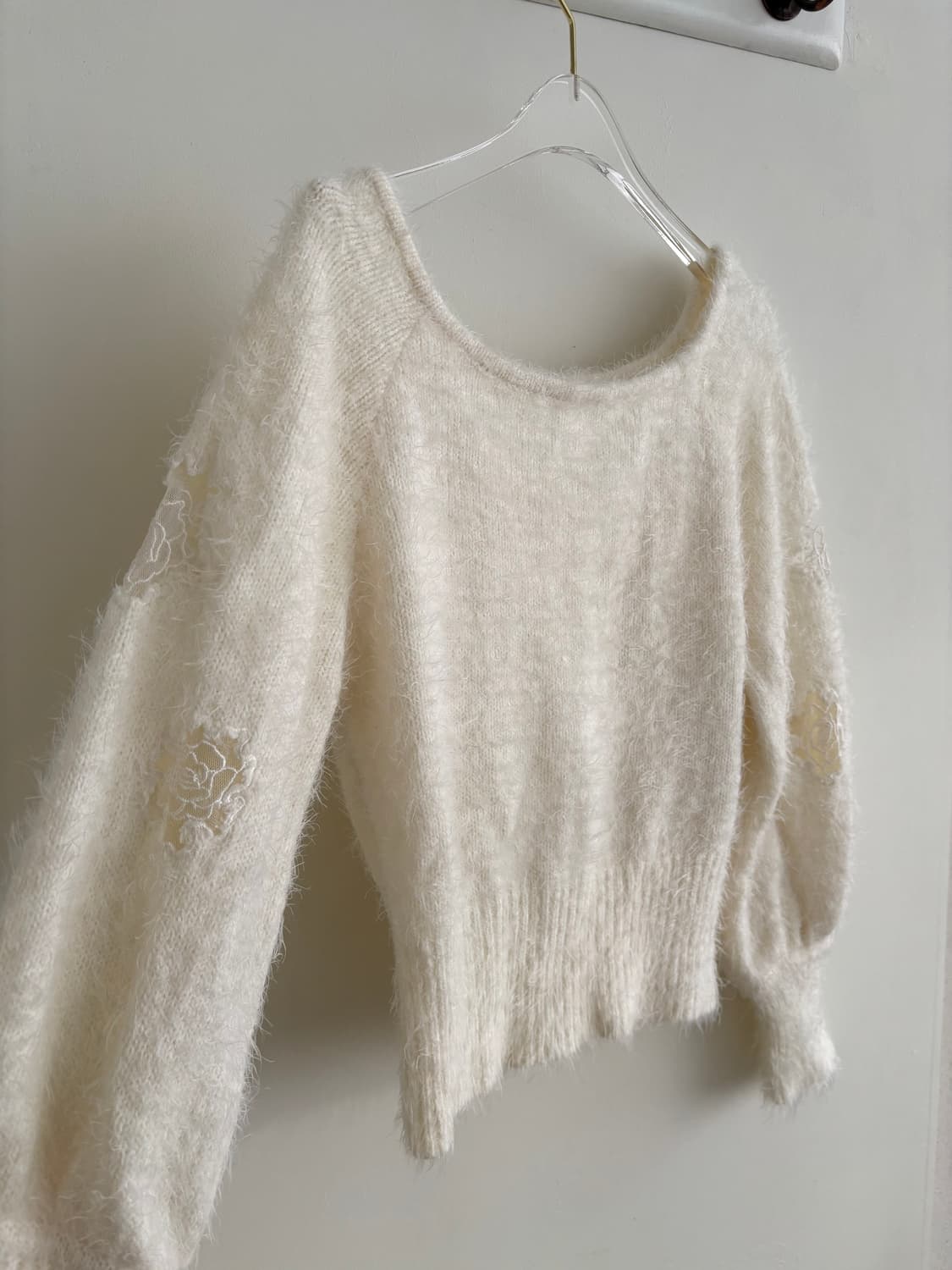 스나계 시스루 플라워 자수 털 니트 앙고라 니트  상품이미지8