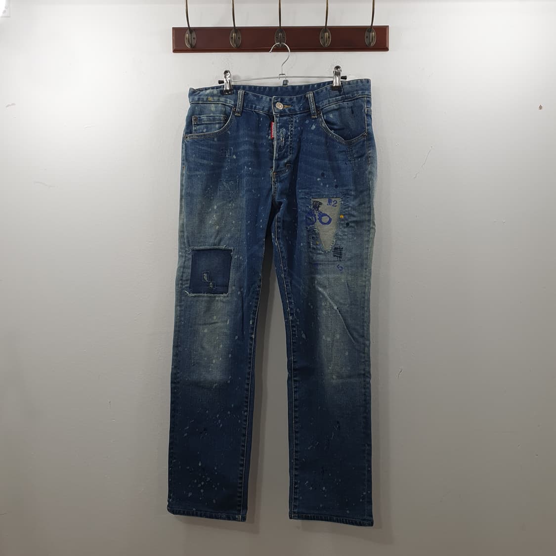 32 디스퀘어드2 남성 패치워크 빈티지 워싱 청바지 팬츠 상품이미지1