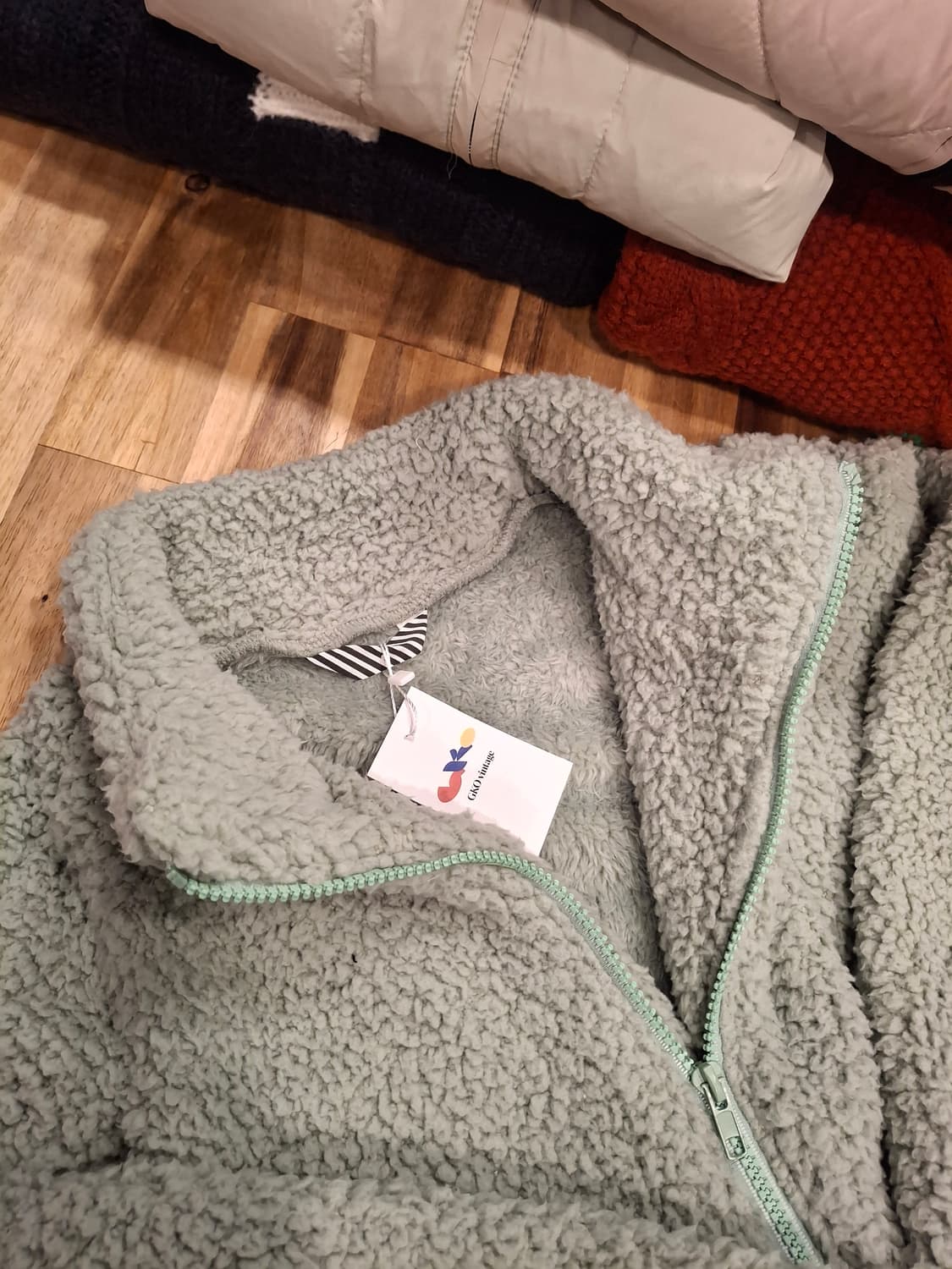 (마지막특가) 피그먼트 플리스 집업 올리브 새상품 상품이미지4