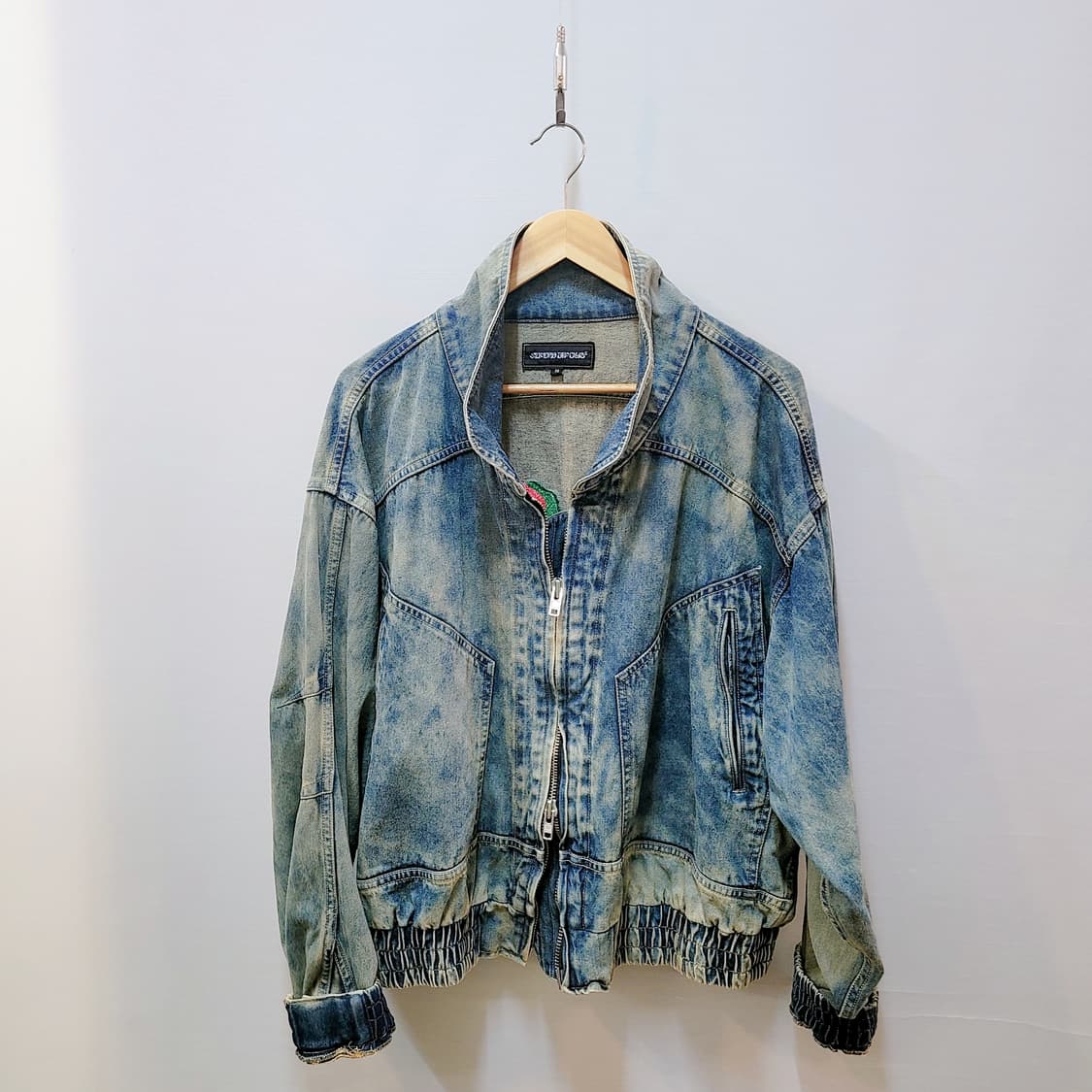 M) 워싱 프린팅 빈티지 데님자켓 상품이미지1