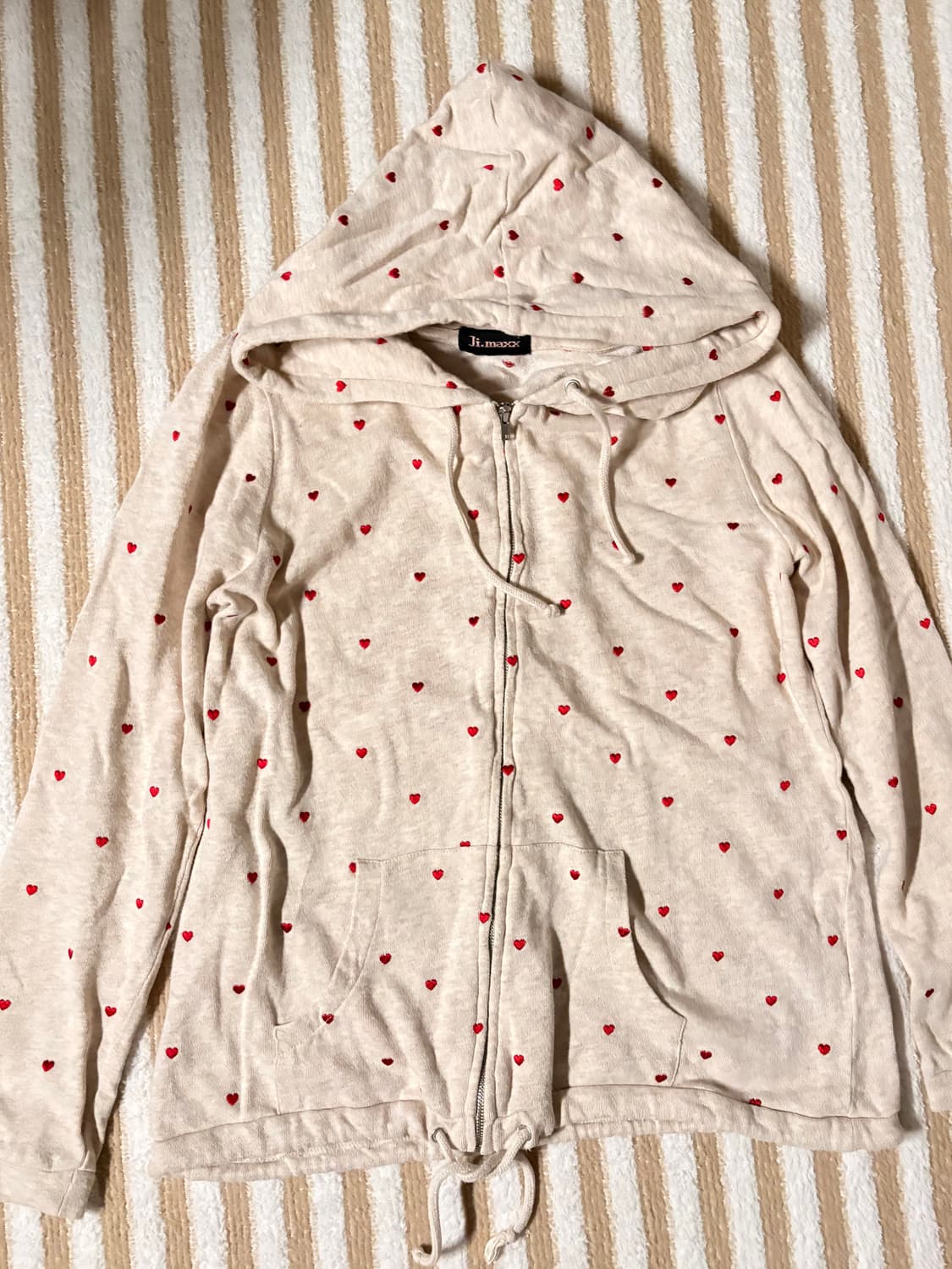 일본 빈티지 하트 베이지 모리걸 후디 상품이미지2