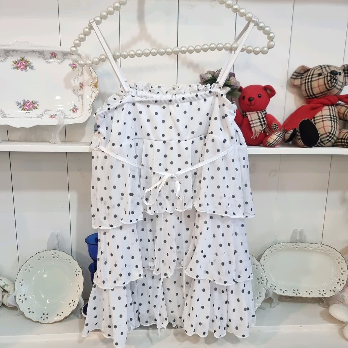 도트 캉캉 쉬폰 뷔스티에 탑 상품이미지3