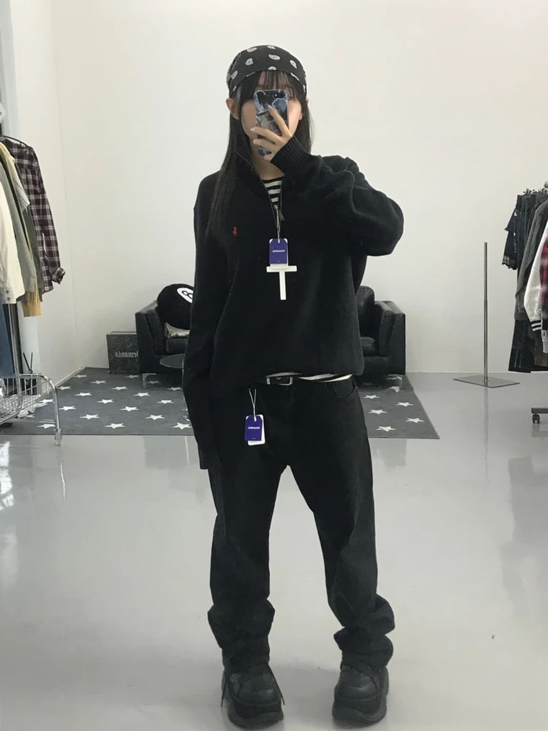 폴로랄프로렌 블랙 반 집업 니트 상품이미지1