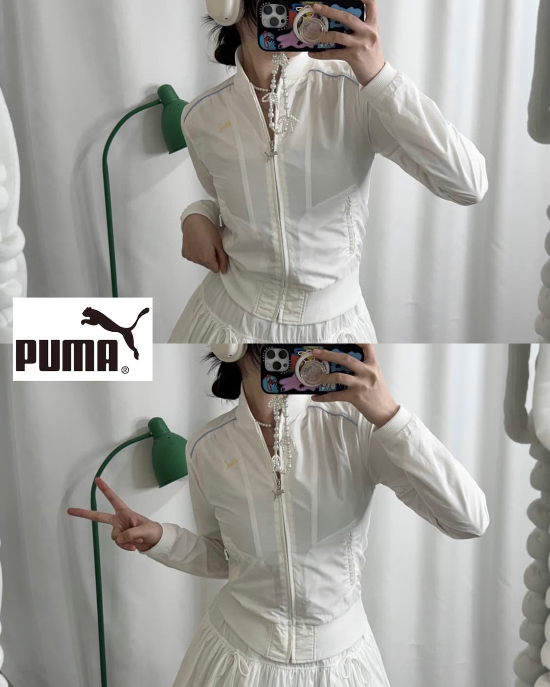 푸마 화이트 바람막이 봄버 자켓 상품이미지3