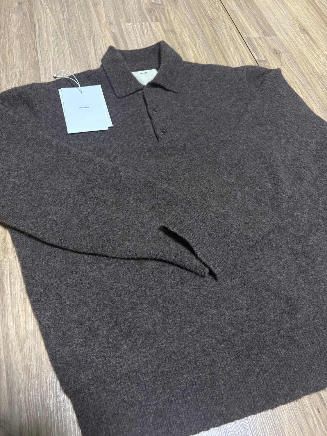포터리 컴포트 메리노울 폴로 니트 다크브라운 2사이즈 상품이미지1