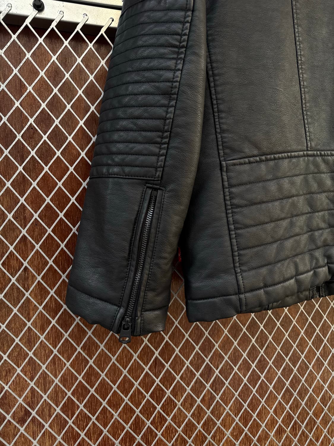 리바이스 후드 바이커 가죽 누빔 자켓 블랙 S 상품이미지7