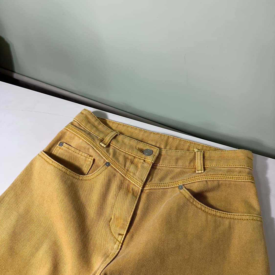 M 시스템 빈티지 머스타드워시드 보이핏 데님팬츠 상품이미지5
