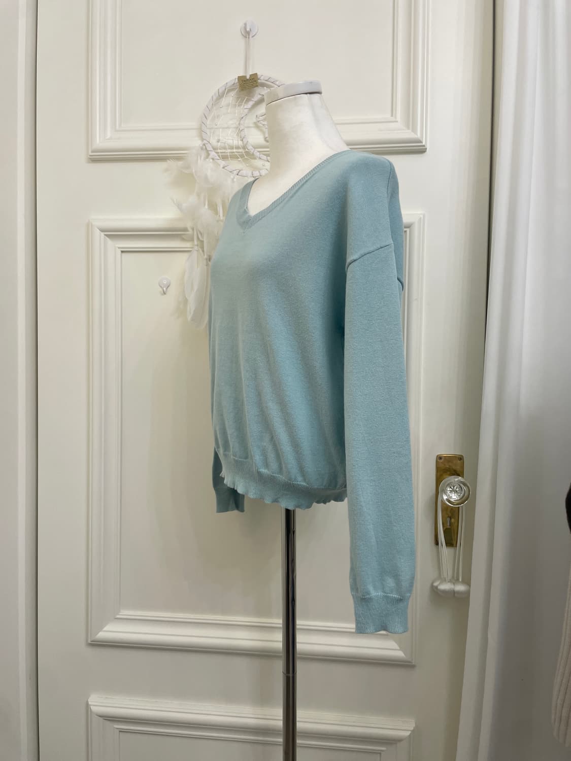 indi mint v-neck basic soft knit top 상품이미지2