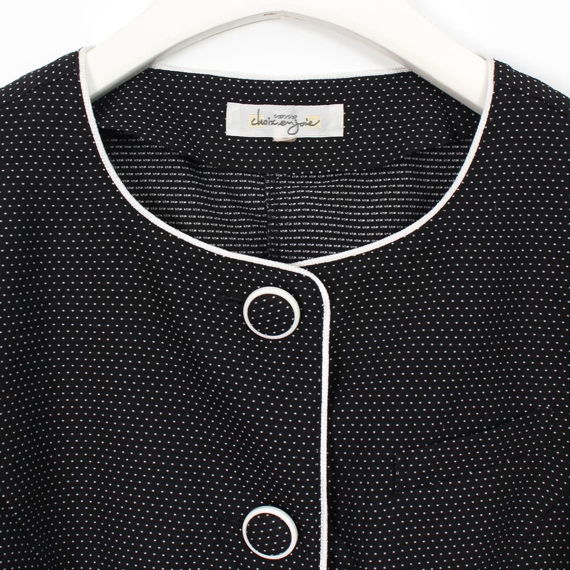 일본 빈티지 블랙 도트 배색 라운드넥 반팔 자켓 상품이미지2