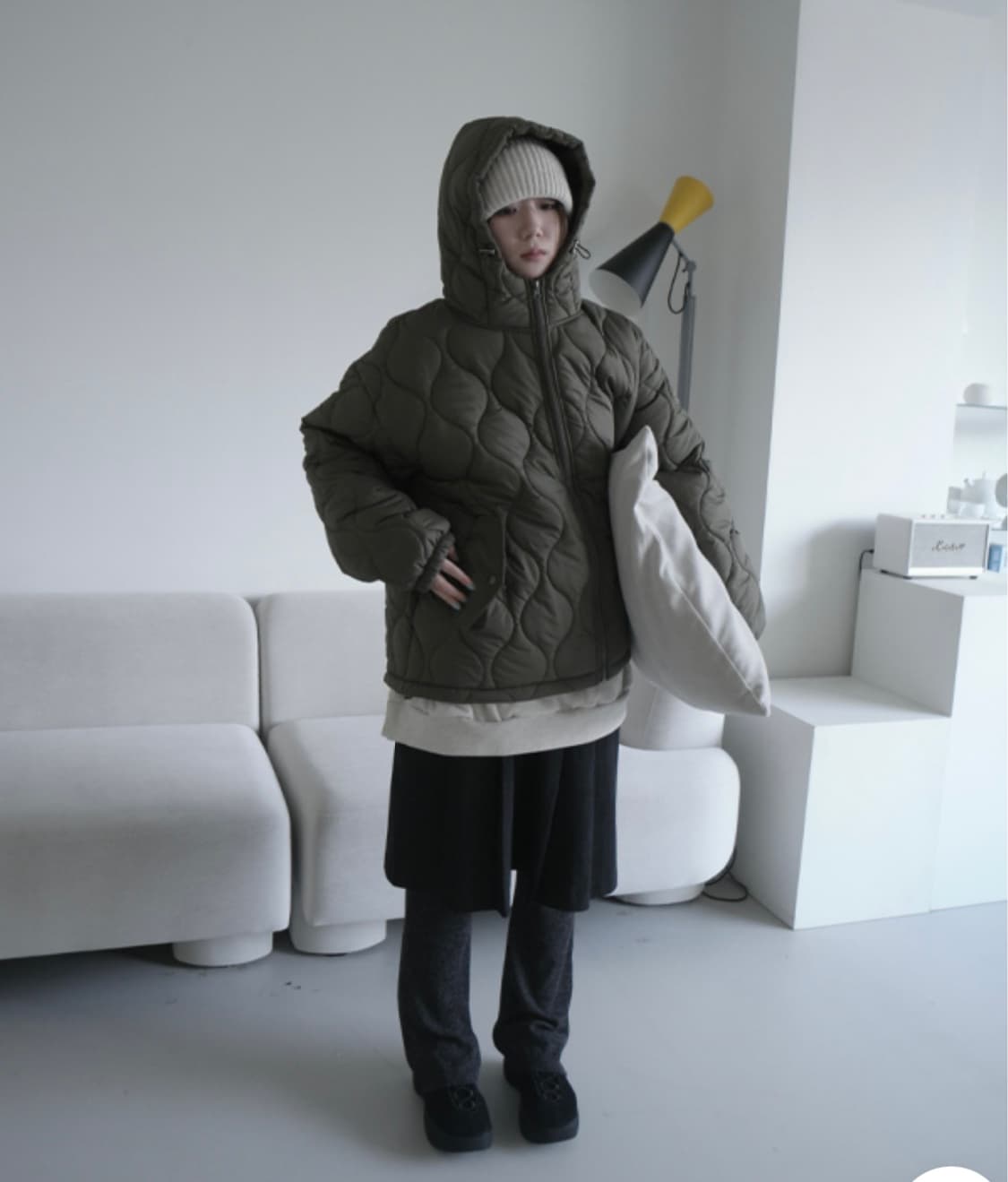 에프터먼데이 매트 퀄팅 후드 점퍼 경량패딩 상품이미지1