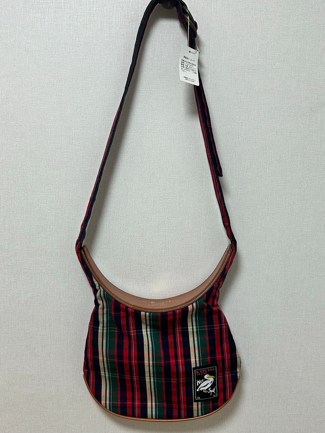 (새상품, 택o) Kapital 캐피탈 펠리컨 퍼플 체크 숄더백 상품이미지2