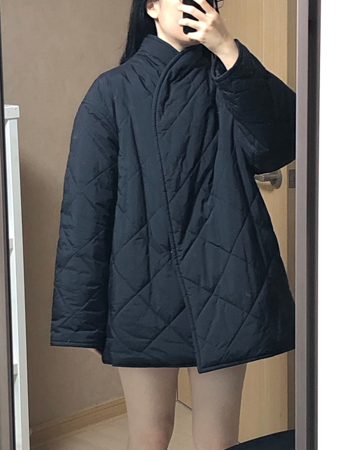 L 아르켓 퀼팅 버튼 패딩 자켓 블랙 상품이미지1