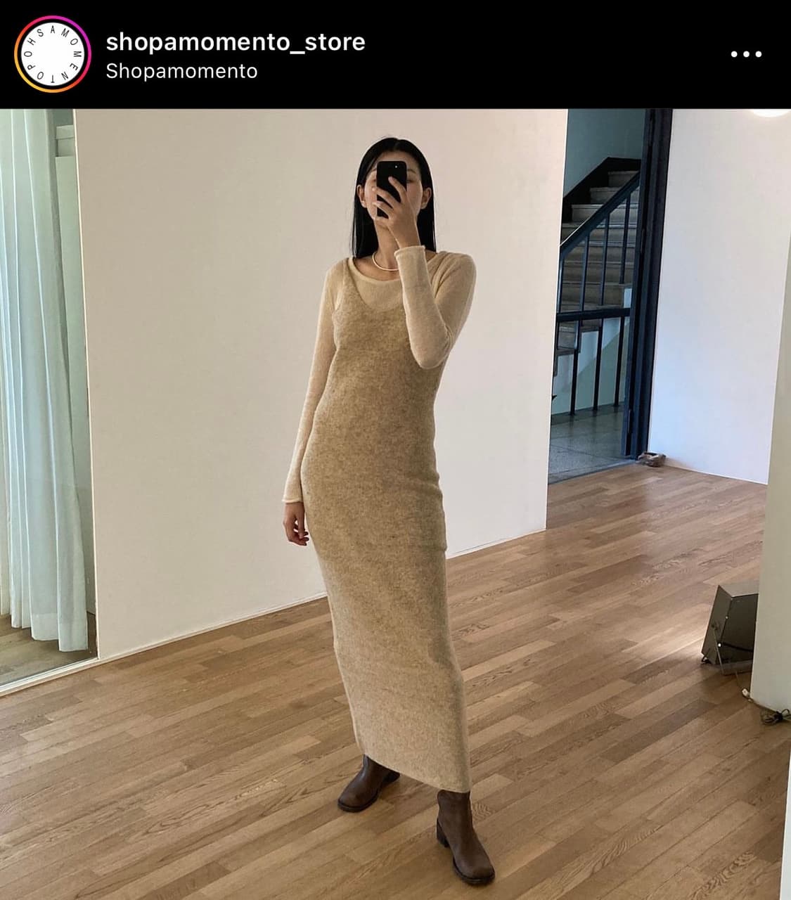 아모멘토 롱원피스 베이지 상품이미지2