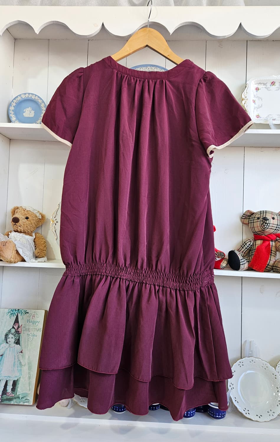 엑시즈팜(Axes Femme) 와인 레이어드 리본 원피스 상품이미지5