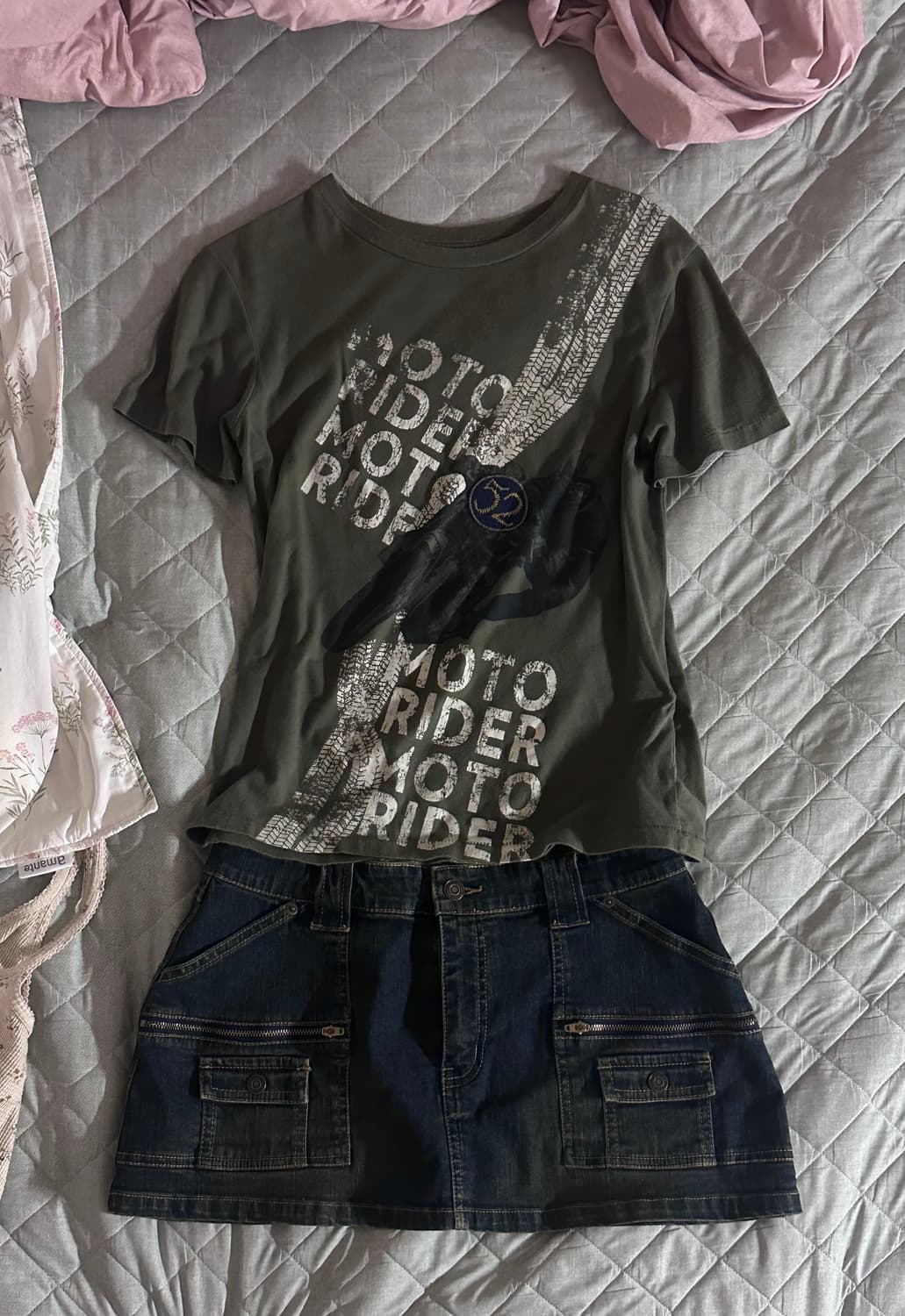 Gap kids모토사이클 반팔 티셔츠 탑, 데님 스커트 코디 세트 상품이미지1