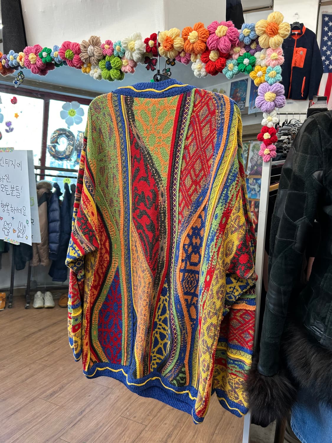 케이블 빈티지 오버 핏 라운드넥 니트 상품이미지3