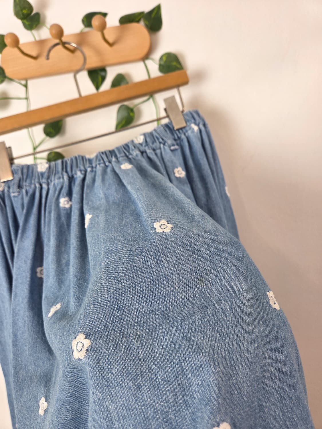 러블리 꽃자수 데님 롱스커트 상품이미지5