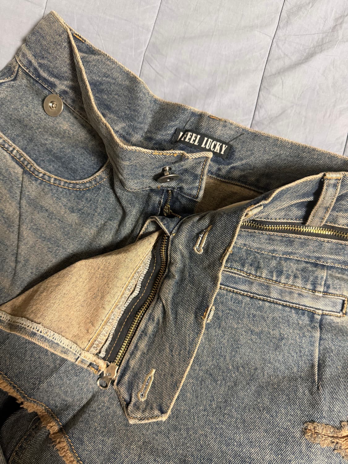 아이필럭키 Denim Bootscut skirt pants/새상품 상품이미지3