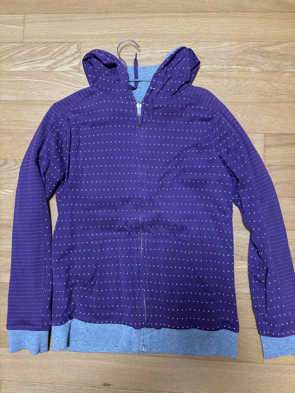 보라색 땡땡이 도트 리버시블 후드집업 상품이미지2