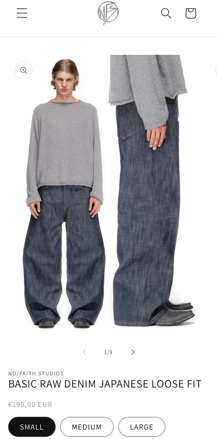 구해요) no faith studio 베이직 로우 데님 제페니즈 루즈핏 상품이미지1