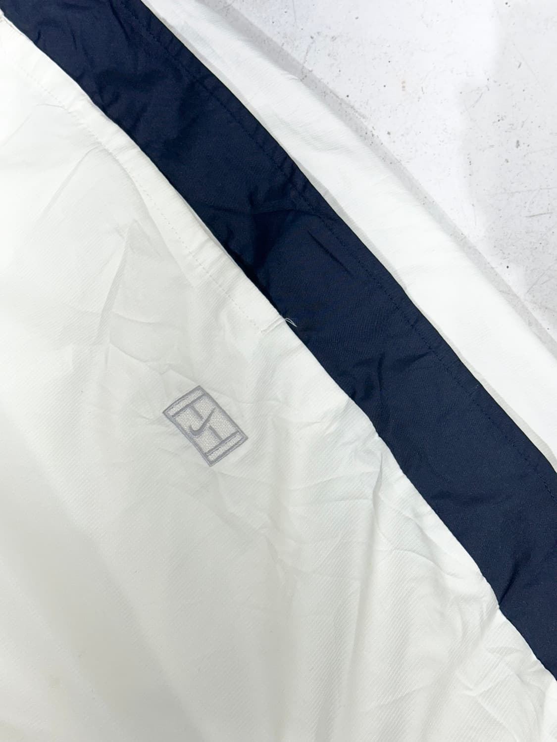 90s 나이키 화이트 테니스 로고 네이비 사이드 라인 와이드 트랙 팬츠 상품이미지6