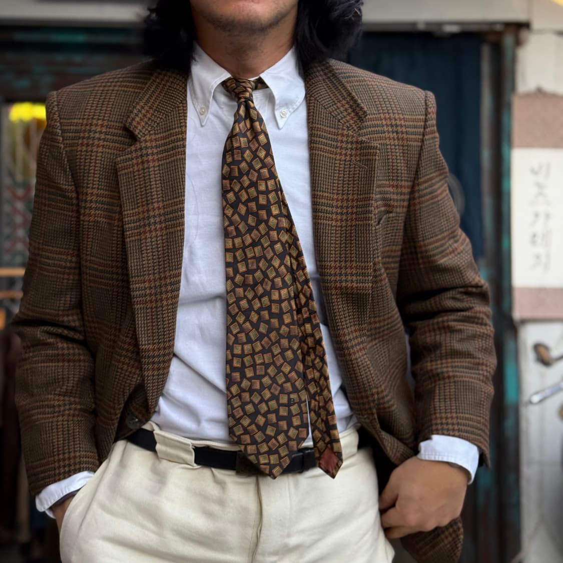 갤럭시 글렌 체크 울 자켓 103-105 상품이미지7