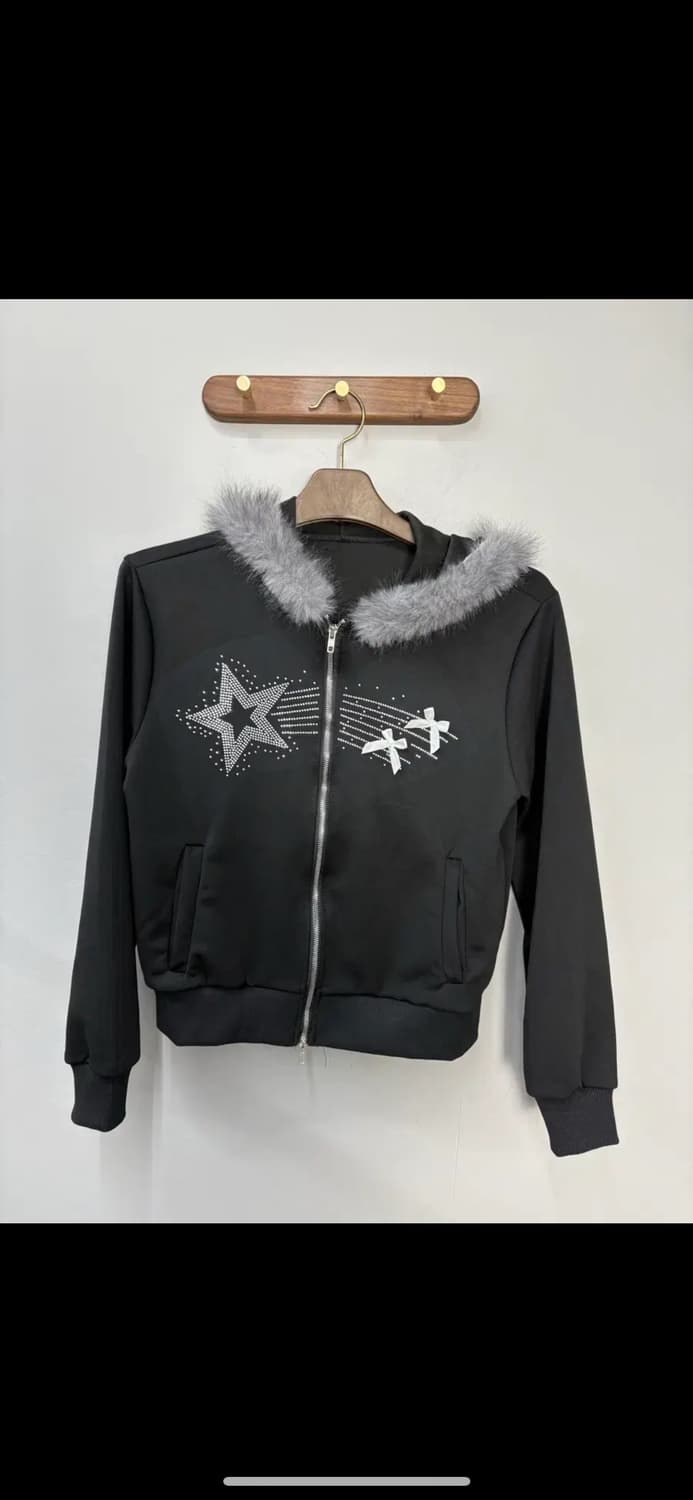 빈티지 y2k 스타큐빅 투웨이 퍼 후드집업 H1569 상품이미지2