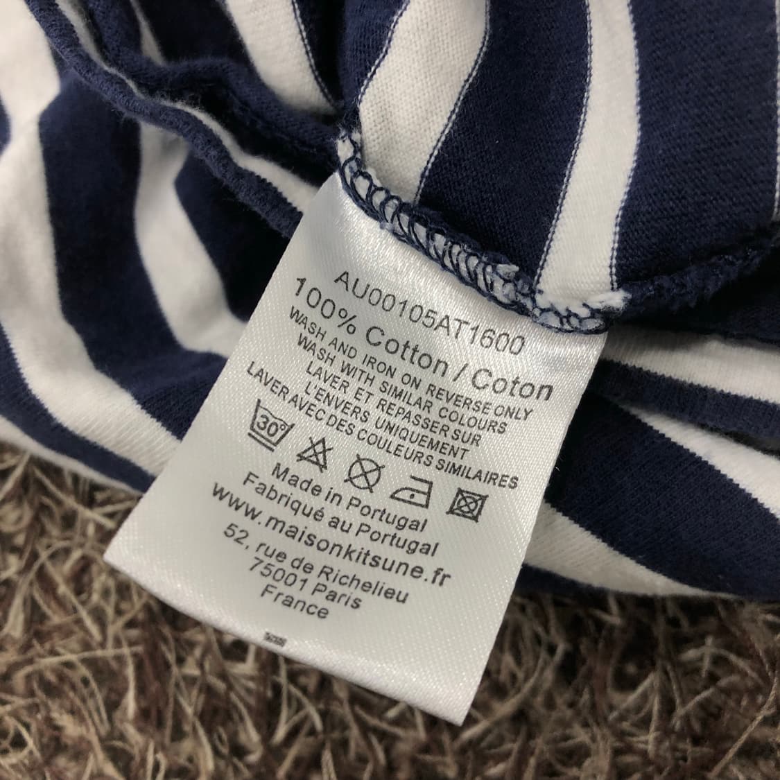 메종키츠네 네이비 스트라이프 롱슬리브 긴팔 티셔츠 상품이미지5