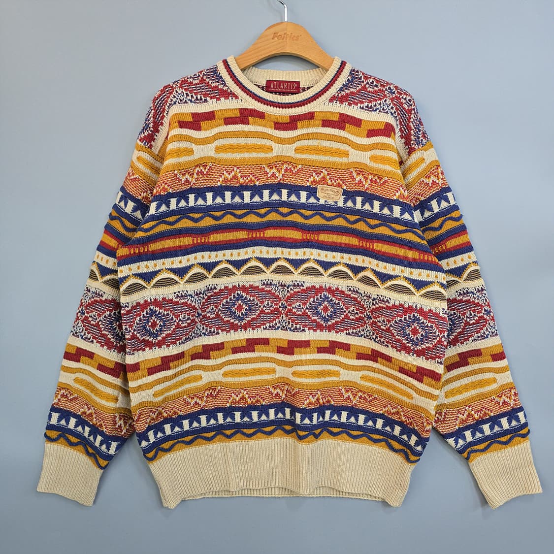 90's 아틀란티스(ATLANTIS) 빈티지 패턴 니트 스웨터 추천 L 상품이미지1