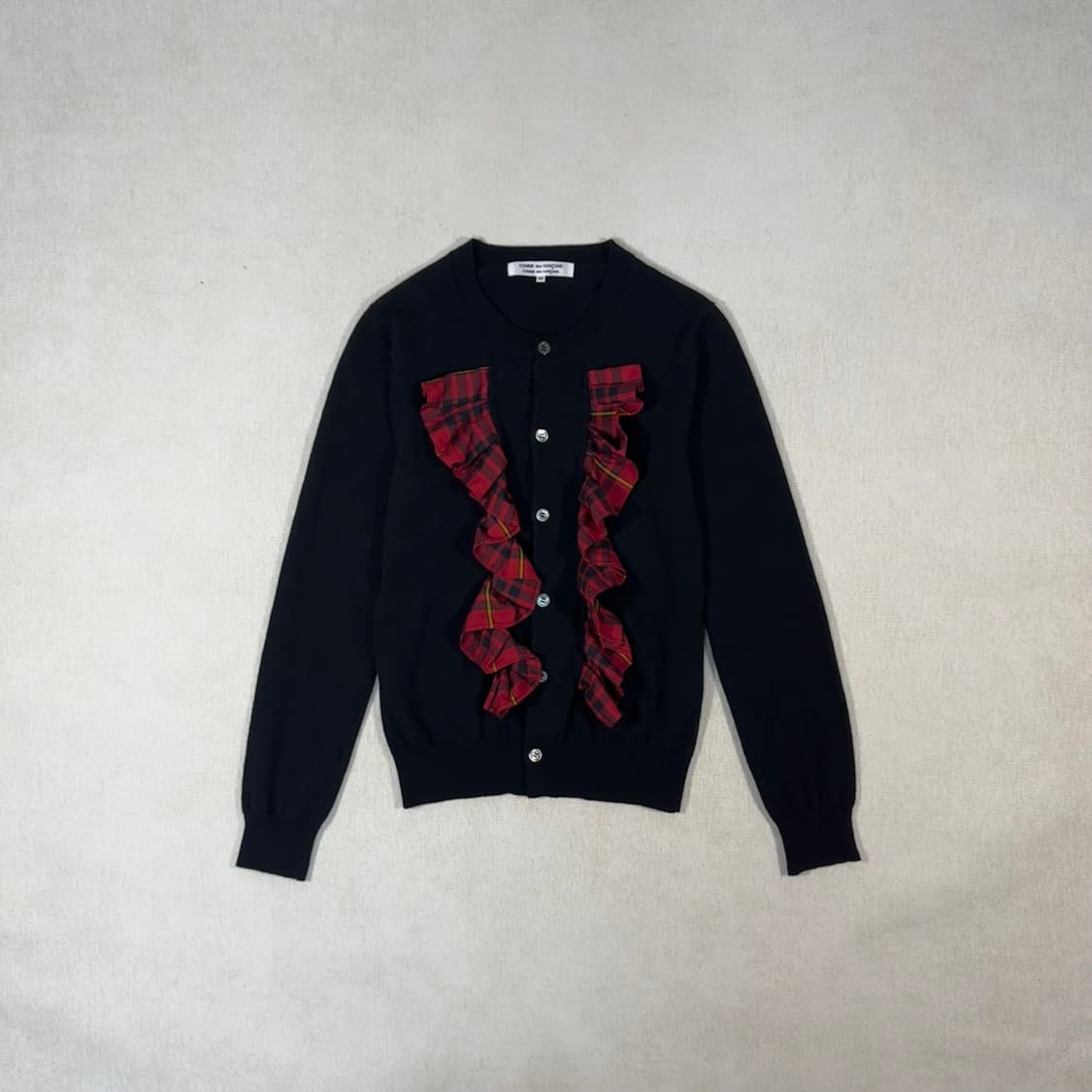 Ruffle Tartan Check Black Cardigan 상품이미지1