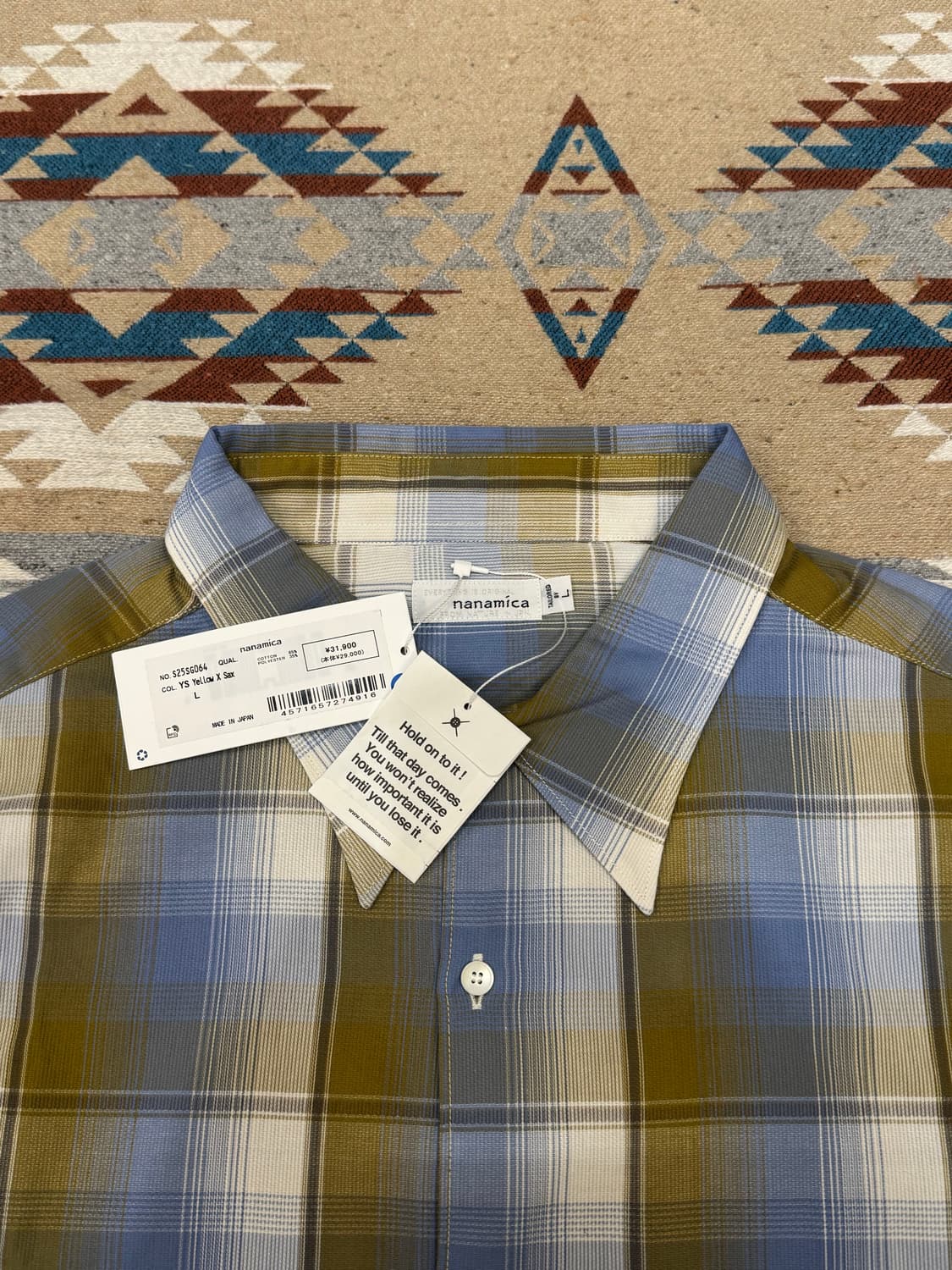 [L] 나나미카 레귤러 카라 PK 셔츠 옐로우x삭스 상품이미지4