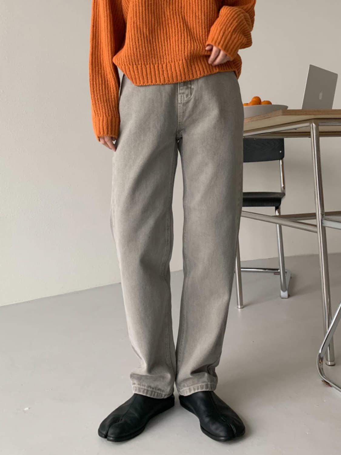 메리동 마켓 그레이 일자데님 라이트 그레이 키작녀 아담녀 데일리 이하경 상품이미지1