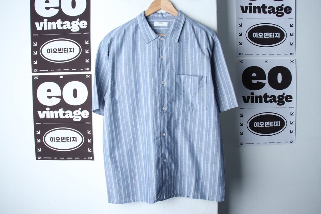 (L-XL) 유니클로 반팔 카라 티셔츠 셔츠 남방 스트라이프-H33197 상품이미지2