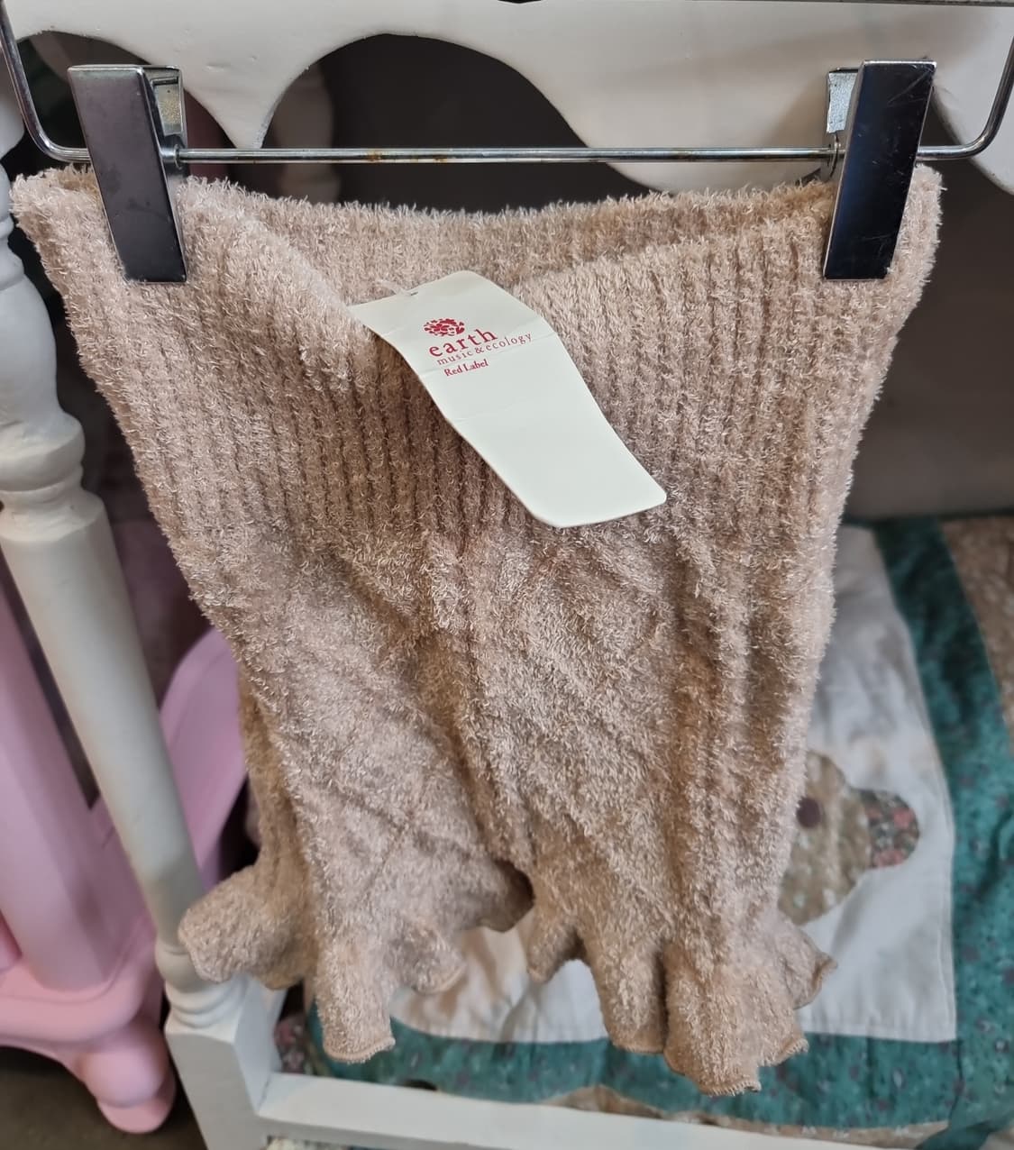 니트 레그워머 리본 장식 베이지 상품이미지3