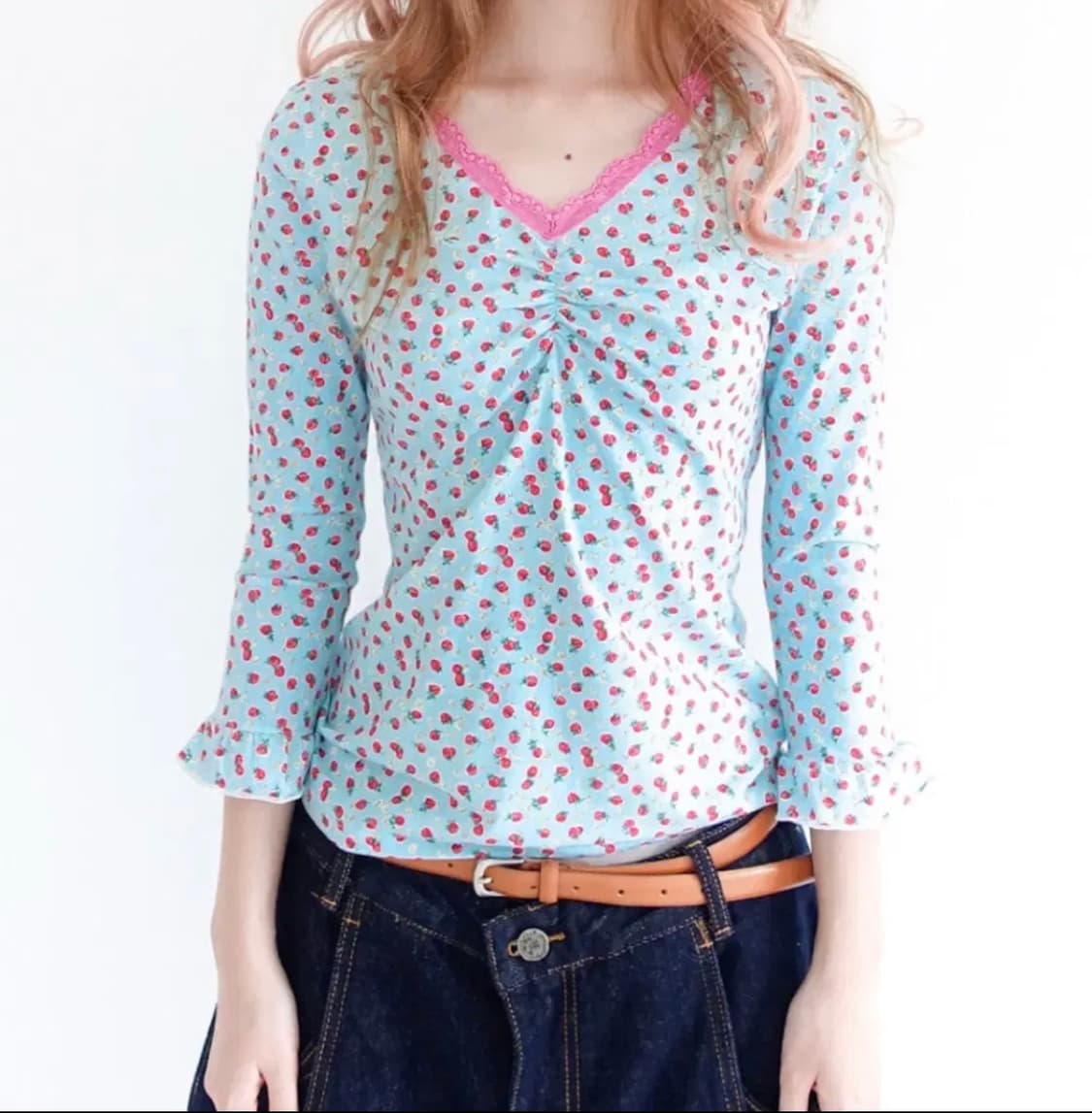 샵페어리 스트로베리티 레이스 탑 민트 상품이미지1