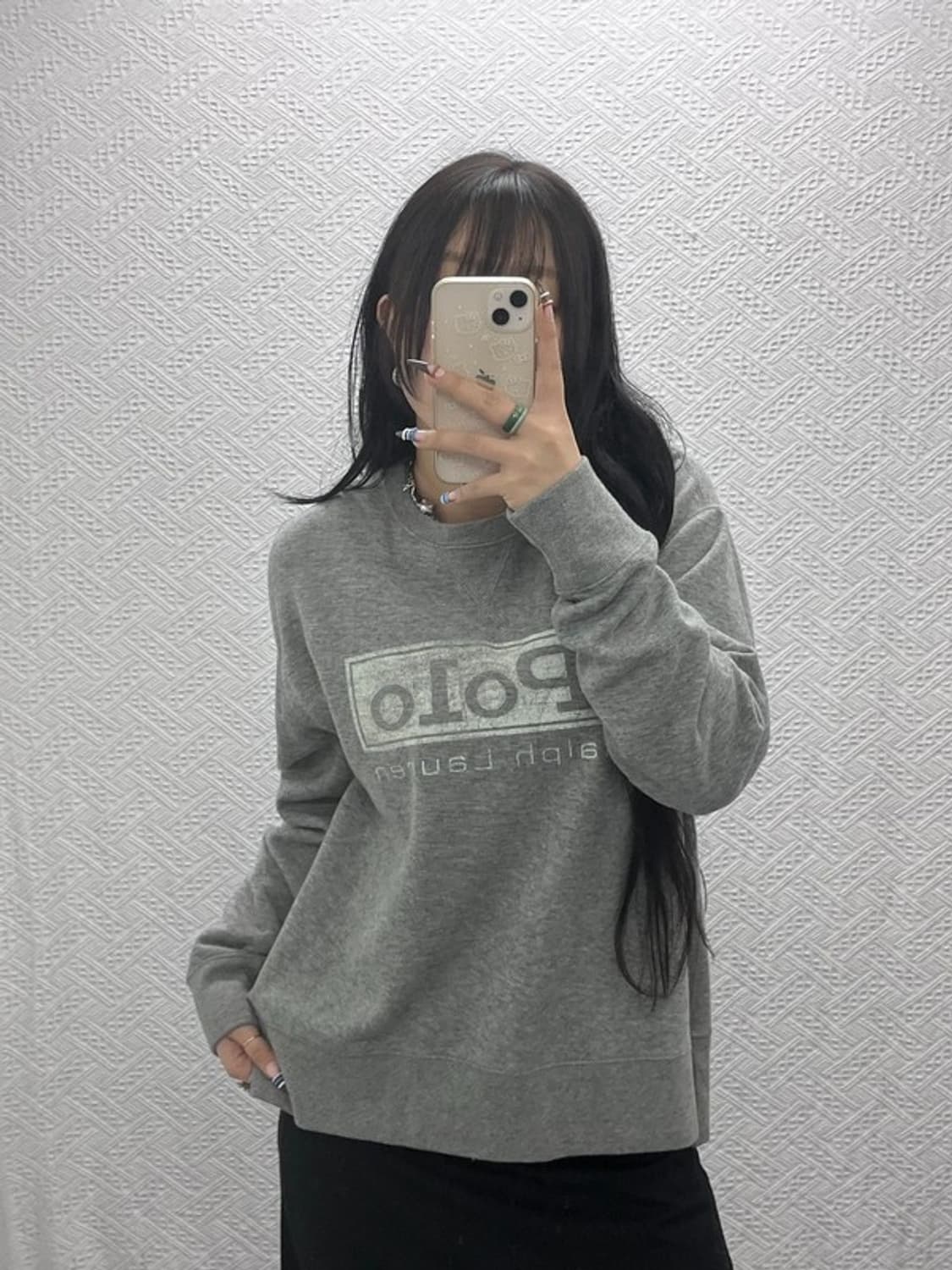 폴로 랄프로렌 희귀 빈티지 데미지 프린팅 기모 맨투맨 M C07665 상품이미지2