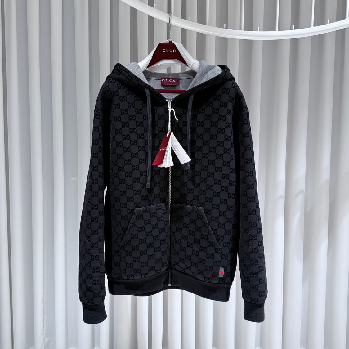 (25FW/L) / 구찌 GG 프린트 더블 저지 신상 후드집업  /미사용 상품이미지1