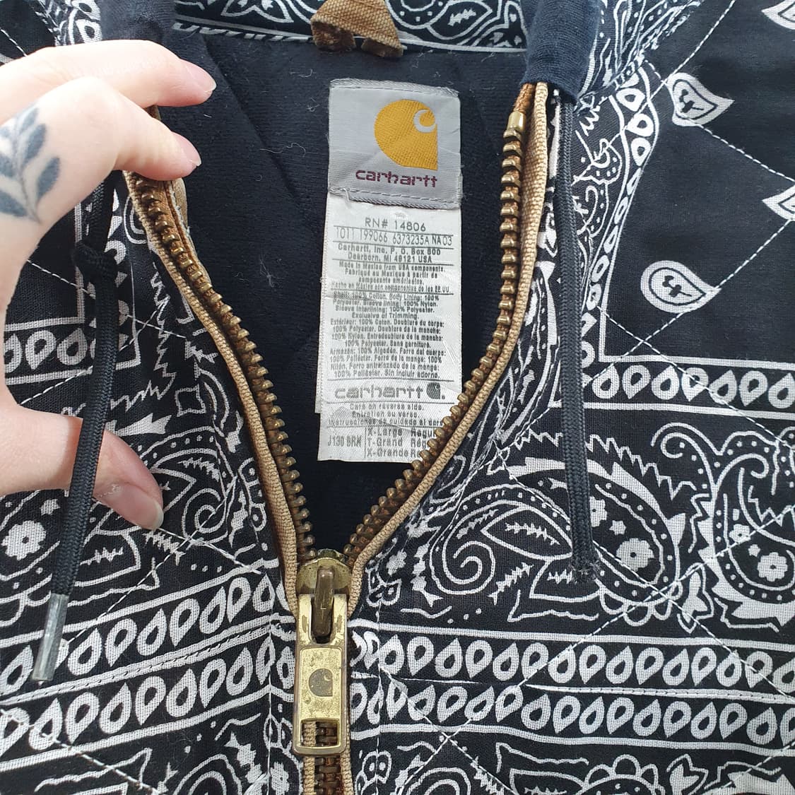 추XL-2XL 칼하트 남성 오버핏 빈티지 반다나 페이즐리 후드 자켓 상품이미지4