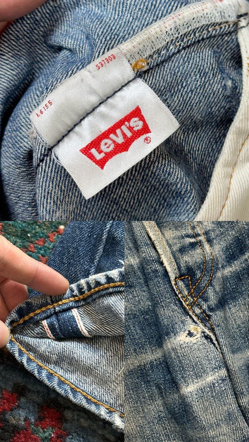 00's 리바이스 501 셀비지 데님 팬츠 하드 에이징 상품이미지9