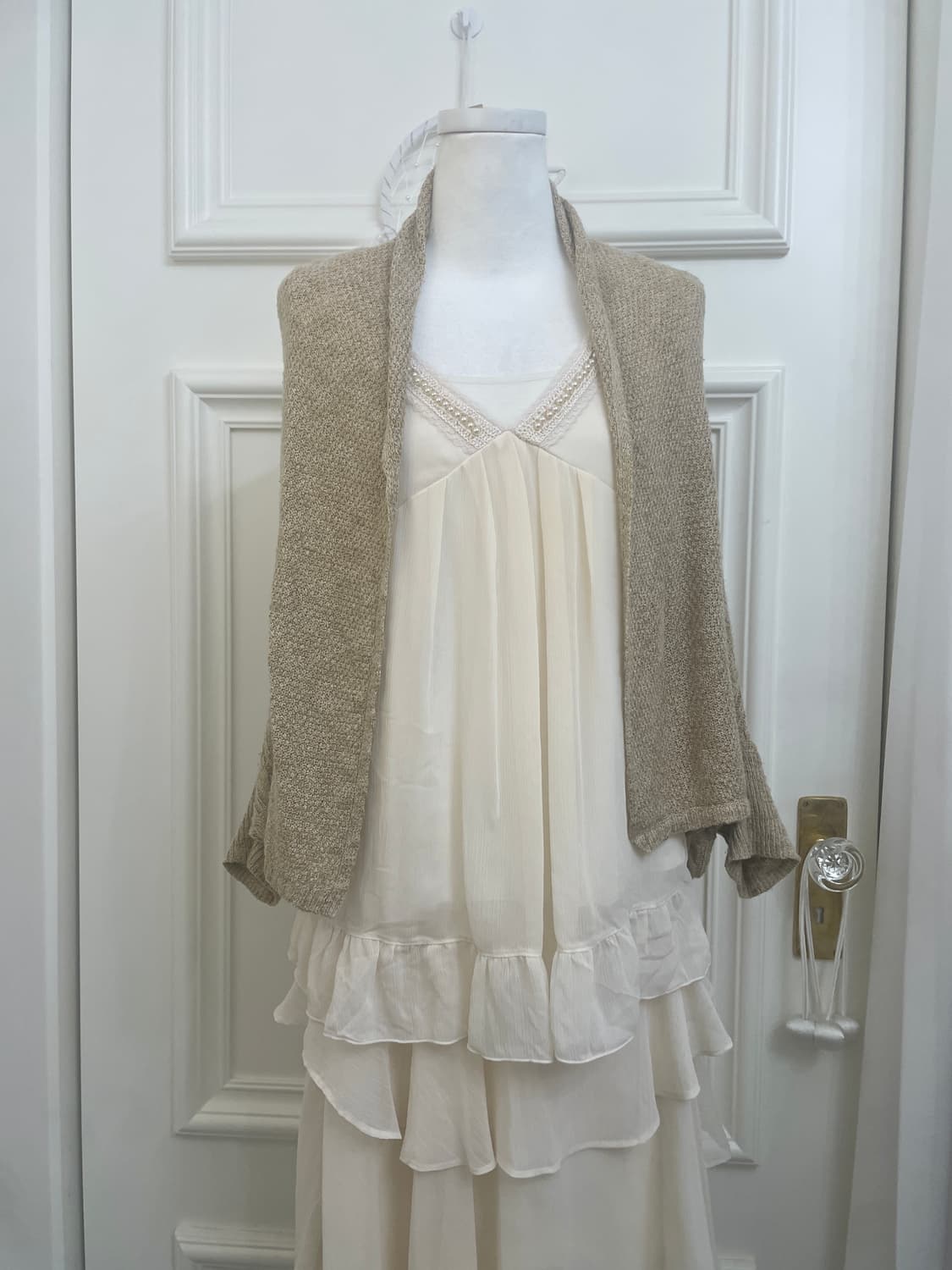 beige twist point cape cardigan&ivory pe 상품이미지1
