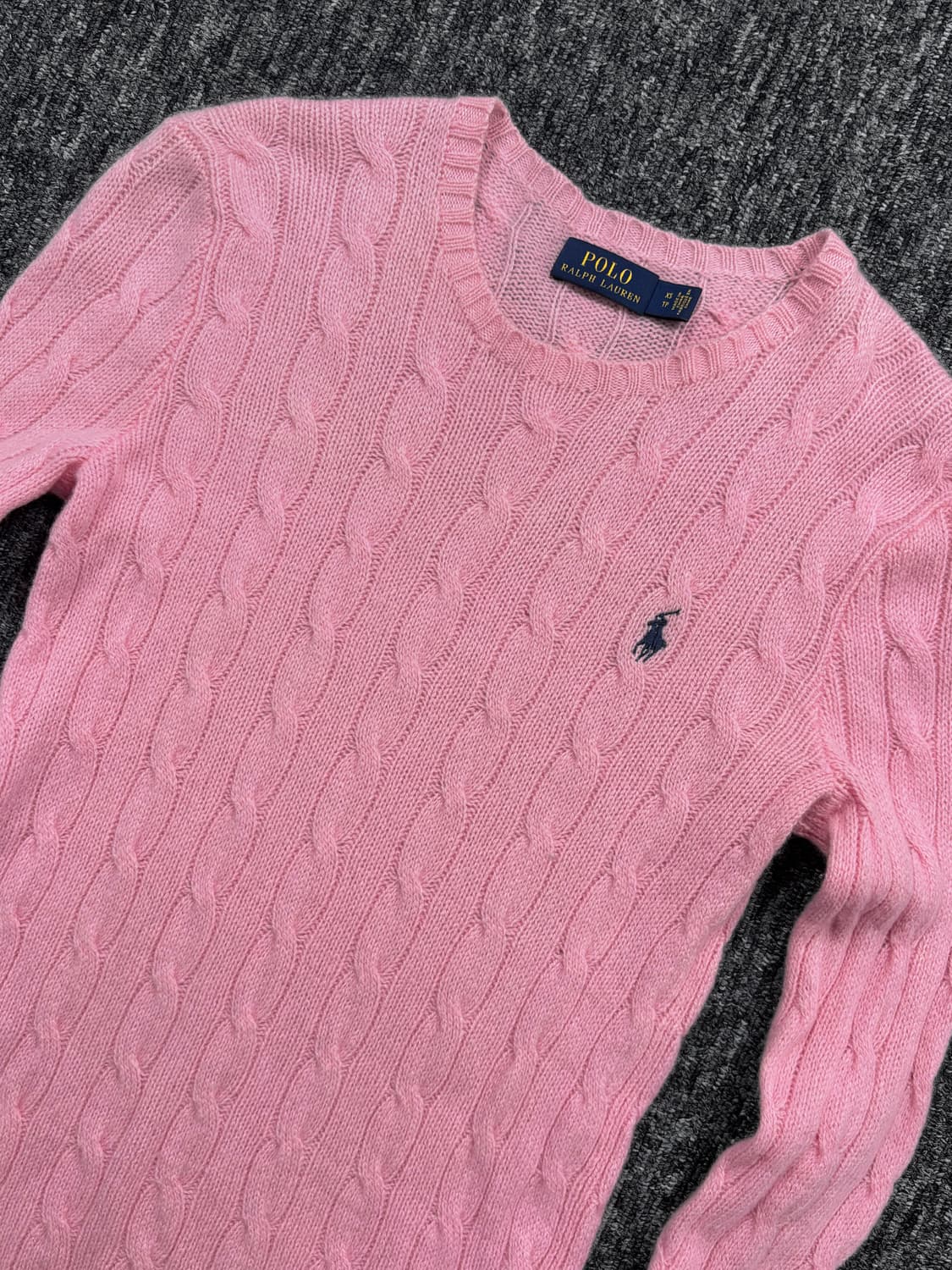 폴로 울 캐시미어 핑크 꽈배기 니트 상품이미지4