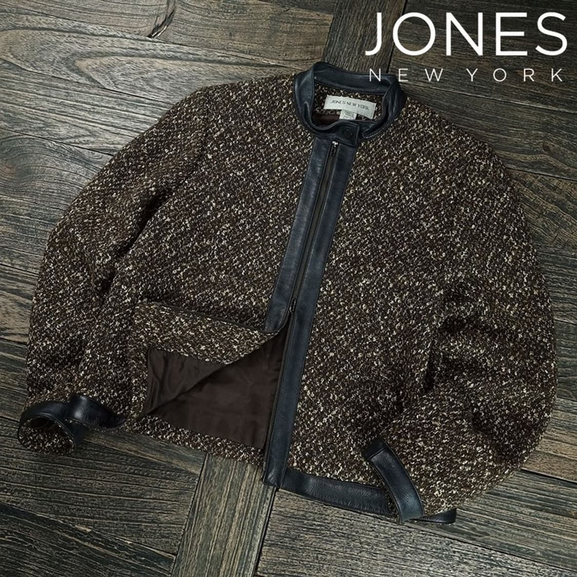 [존스뉴욕] 울 블랜디드 양가죽 트리밍 빈티지 울 집업 자켓 M20011 상품이미지1