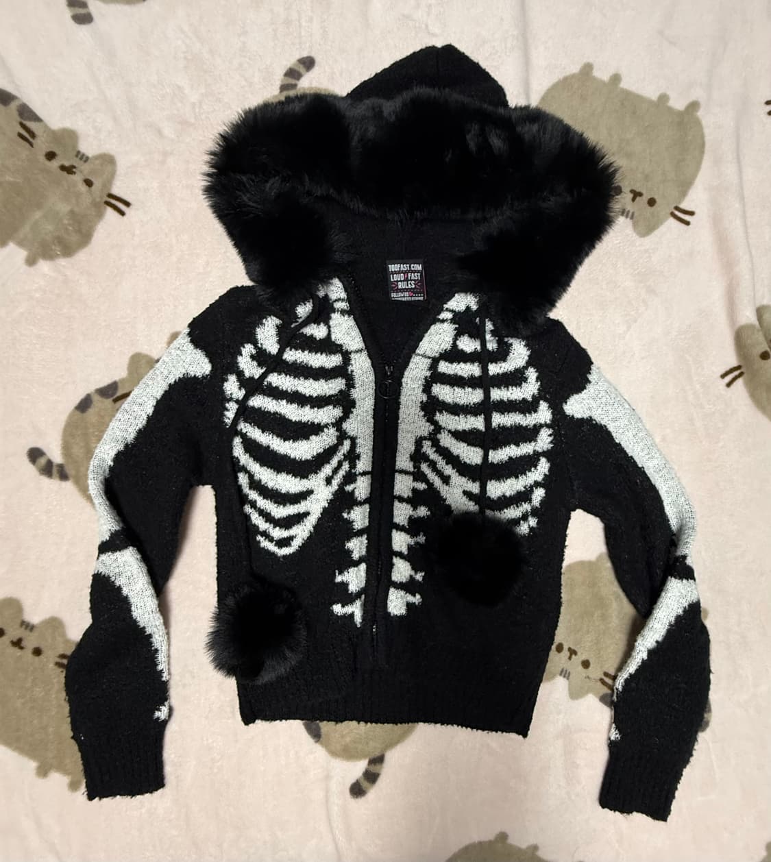 립케이지 크롭 니트 퍼 후드집업 상품이미지1